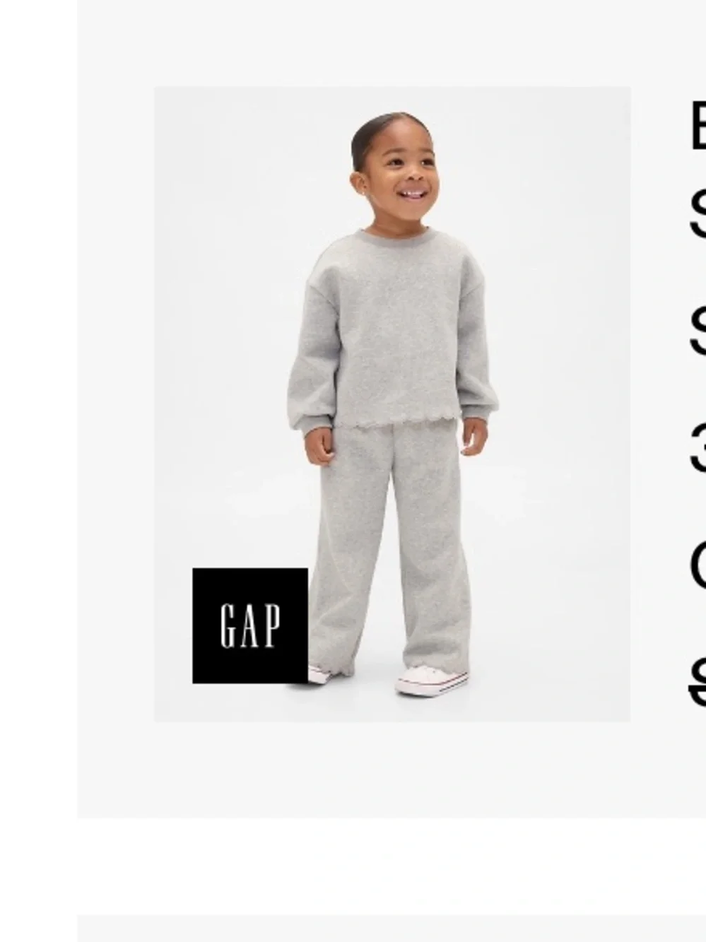 GAP Toddler Light Gray Sweatshirt and Scalloped Hem Joggers - 3T